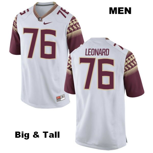 Men's NCAA Nike Florida State Seminoles #76 Rick Leonard College Big & Tall White Stitched Authentic Football Jersey ICC5569BA